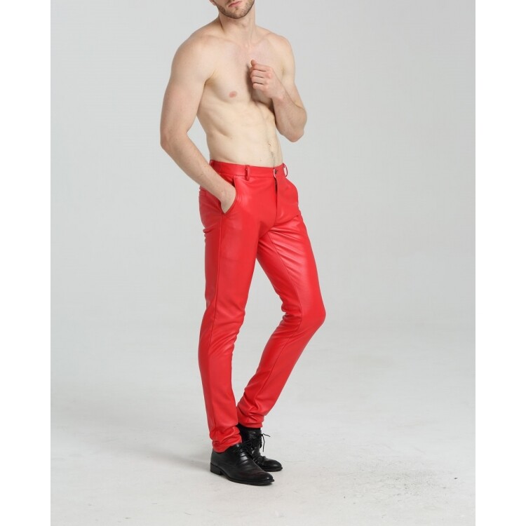 Leather Pants Men's Pant Real Pocket Jeans Biker Style Men