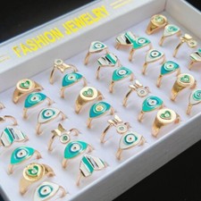 Wholesale 20/30pcs Fashion Eye Heart Rings Alloy Women Party Gift Joint Ring Lot