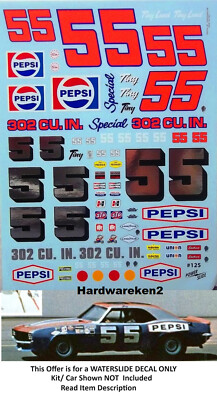 NASCAR DECAL #55 PEPSI 1969 USAC CHEVROLET CAMARO TINY LUND 1/25