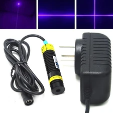 Viole/Blue 405nm 100mW Dot Line Cross Focusable Laser Diode Module 5V Adapter