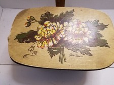 Vintage Caro Nan Wood Basket Purse with Flowers on top