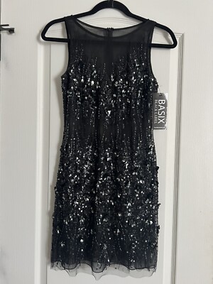 $250 Basix Dresses | Basix Black Label Sequin Mini Dress | Color: Black.  Size 2 | eBay