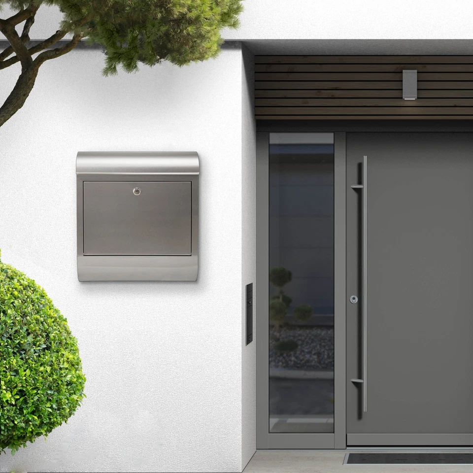 Großer banjado Edelstahl Briefkasten mit Zeitungsfach Postkasten Mailbox A4 - Bild 4 von 4