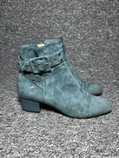 JIMMY CHOO Hallie Ankle Bootie Buckle Blue Studded Leather - Size 37 9.44in 