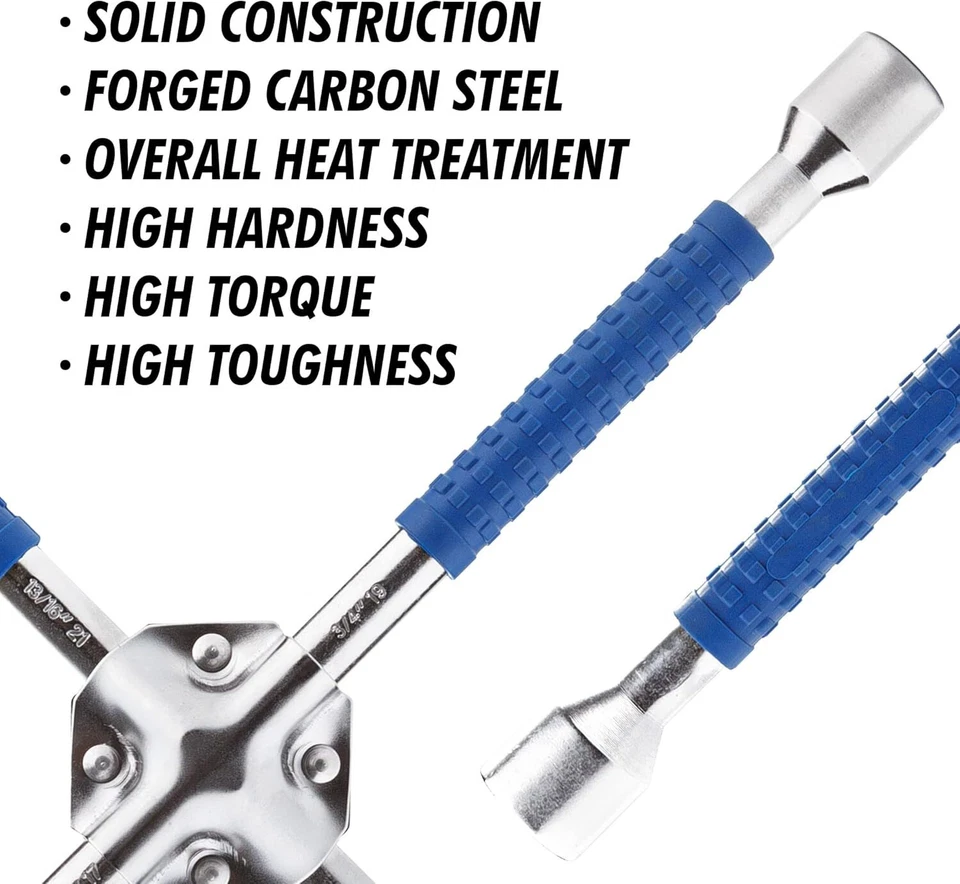 CARTMAN 16 Inch Universal Heavy Duty Lug Wrench Non Slip 4 Way Tire Iron Wrench Foto 4 de 4