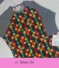  New WIth Tags LuLaRoe Sloan Tee Size 4 Baseball Style Tee Floral  Grey 