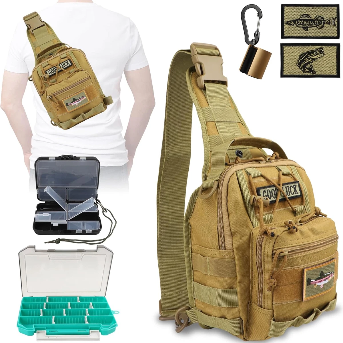 Small Fishing Backpack Fly Fishing Sling Pack Waterproof Fishing