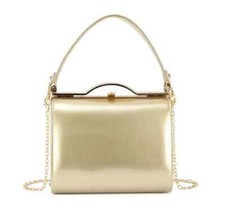 Women's Vintage Patent Box Handbag Clutch Bag Top Handle Evening Bag Party Prom