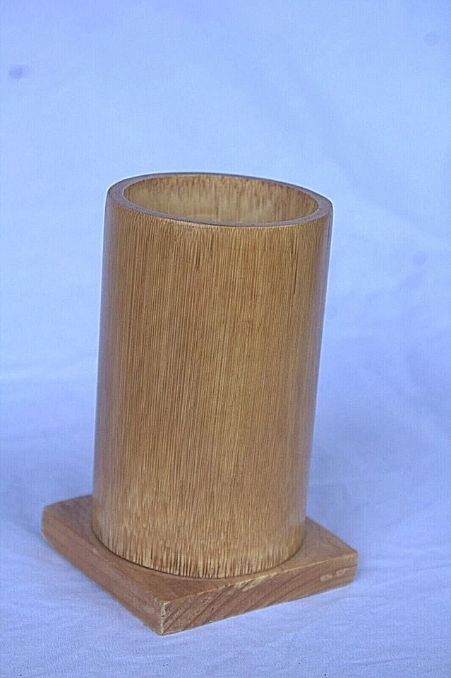 Bambú Madera Pluma Lápiz Papelería Soporte Olla Organizador Mesa Escritorio Estilo Espiral Foto 3 de 4