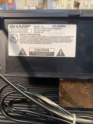 Sharp VC-A400U VHS Player VCR 4 Head 19 Micron Heads No Remote