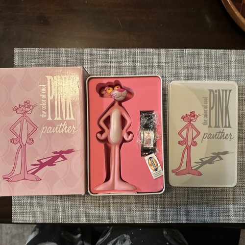 Vintage 1998 FOSSIL Pink Panther Limited Edition Figurine Tin 443 of 1000 Watch