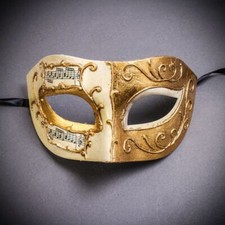 Colombina Party Masquerade Venetian Mask Phantom Musical Eye Mask - Gold White