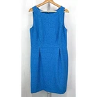 NWT ANN TAYLOR Sleeveless Sheath Shift Dress Textured Filigree Blue Size 12