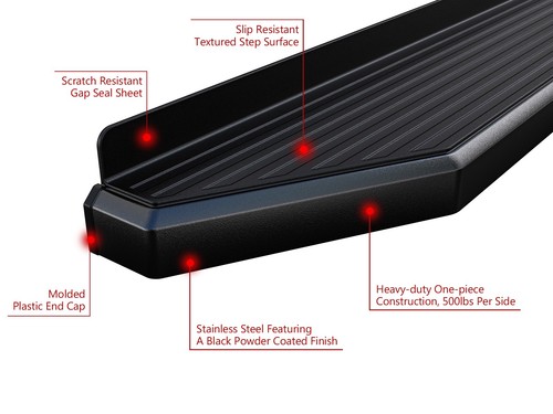 APS Black Running Boards For 2005-2025 Nissan Frontier Crew Cab 6" Step Bars