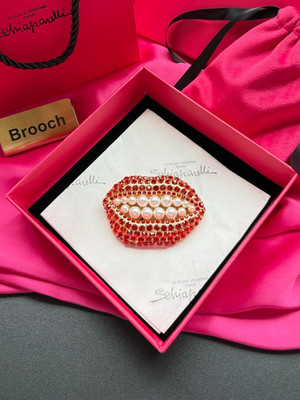 Schiaparelli Red Lip Brooch. With Box and Dust Bag.