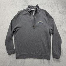 Tommy Bahama Sweater Mens Medium Gray Relax Quarter Zip Pullover Cotton
