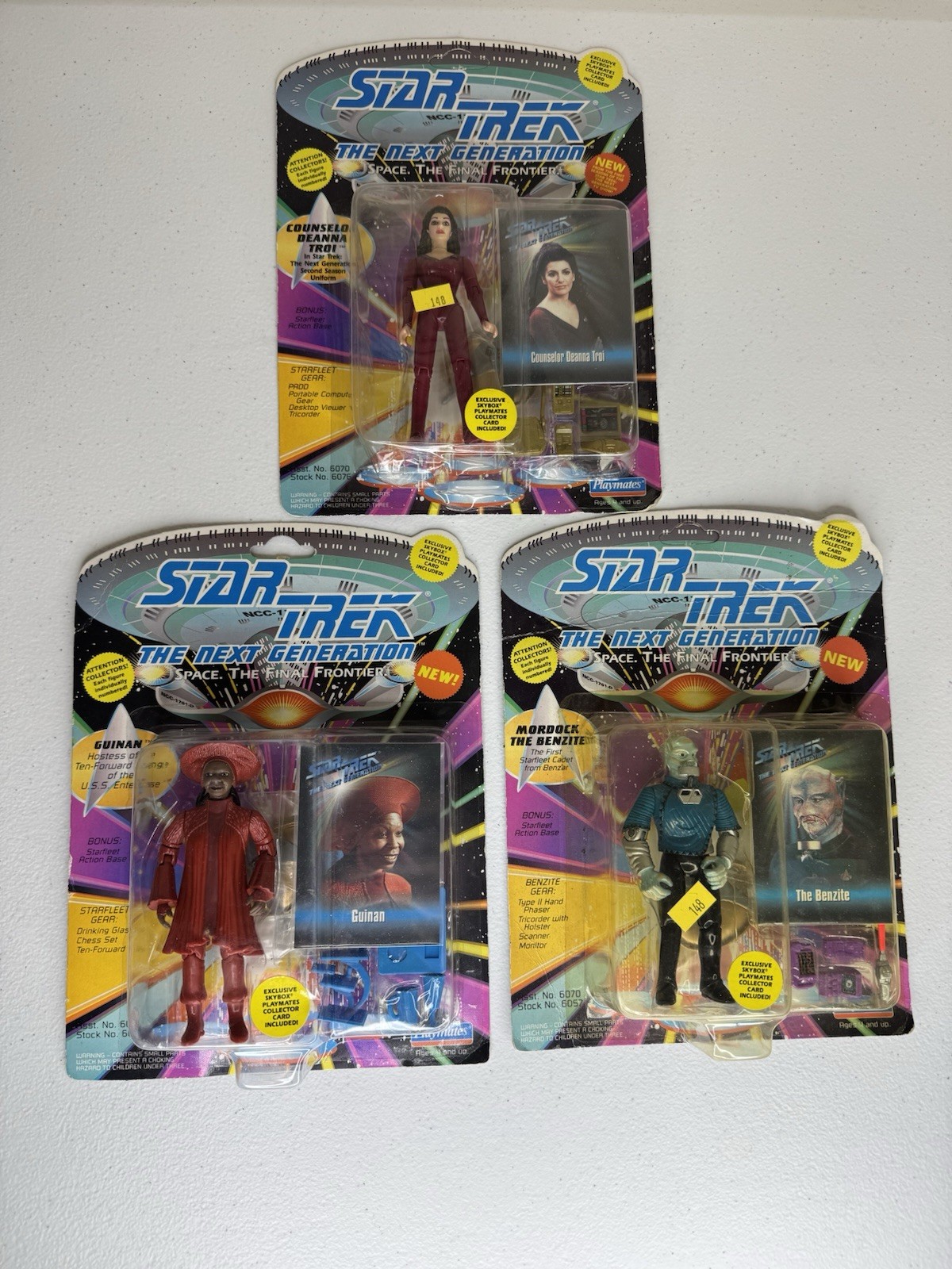 (LOT OF 3) 1993 Playmates - Star Trek:  The Next Generation 