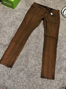 Men’s Fashion Nova Waxed Skinny Jeans Size 38 Orange/Black