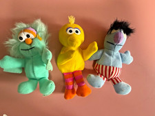 Sesame Street Small Vintage Plushies Lot Of Three Big Bird, Herry Monster Rosi