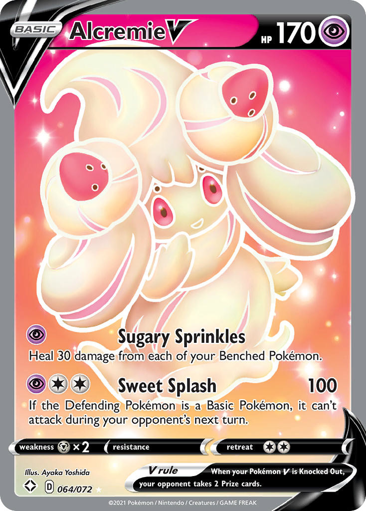 ALCREMIE V 064/072 ULTRA RARE SHINING FATES POKEMON HOLO NM
