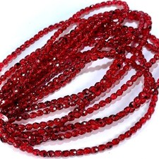 Red Stone coated 2-tone Czech Fire Polished Round Faceted Glass Beads 4mm 120pcs