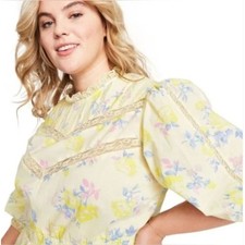 LoveShackFancy x Target Louise Yellow Lace Ruffle Floral Cottagecore Dress 2X