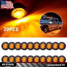 20PCS 3/4" Amber LED Clearance Button Light Side Marker Lights For Trailer Truck