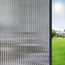 Window Privacy Film Reeded Glass, Frosted 3D Fluted Glass Window Cling, Adhesive