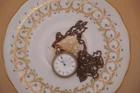 Elgin Rose Gold Filled Antique Pocket Watch White Dial Mechanical Includes Chain