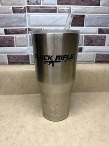 Black Rifle Coffee Company 30 oz Stainless Insulated Tumbler Silver w/ Lid Straw