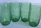 Vintage Anchor Hocking Sherwood Spearmint Green Tumblers 12 Oz Leaves Set of 4