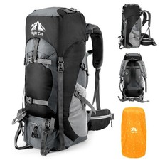 Night Cat Hiking Backpacks 70L Camping No Internal Frame, Black
