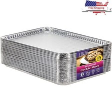 Disposable Aluminum Baking Pans Cookie Sheets Half Trays 15 Count Versatile New