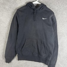 Nike Hoodie Mens Small Black Pullover Fleece Sweatshirt Embroidered Swoosh Logo
