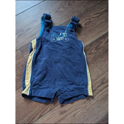 Vintage Gymsport Gymboree Navy Short Overalls With Motorcycle Embroidery - Photo 1/4