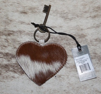 Myra Bag #2311B Key Fob 3''x3'' Hairon Leather~Antiqued Key to My Heart~Bag Charm
