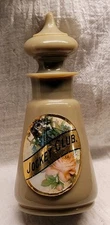 Antique Jockey Club Label Under Glass Fancy Cream Colored Milk Glass Apothecary