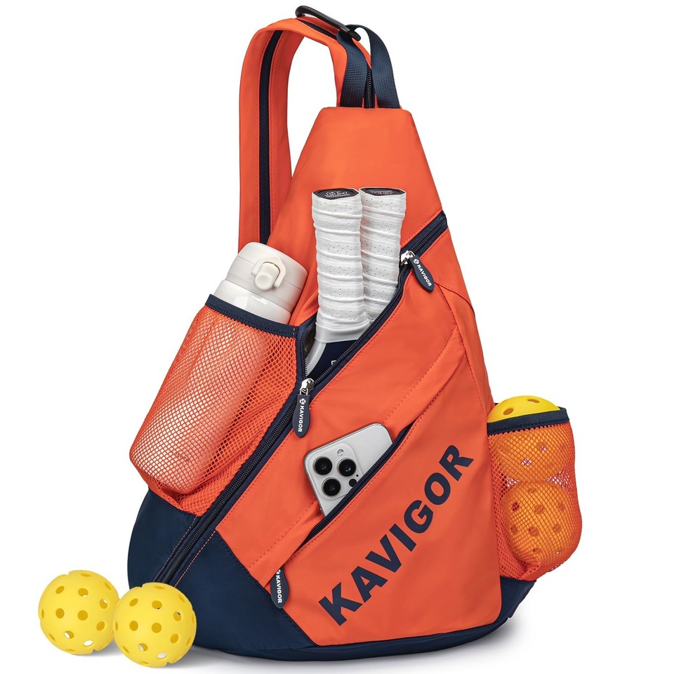 Ultra-Light Pickleball Sling Backpack, Soft Fabric, Wet/Dry Pocket