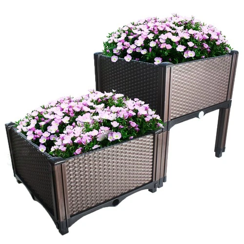 2x Elevated Rectangular Raised Garden Bed Flower Vegetable Grow Planter Care Box