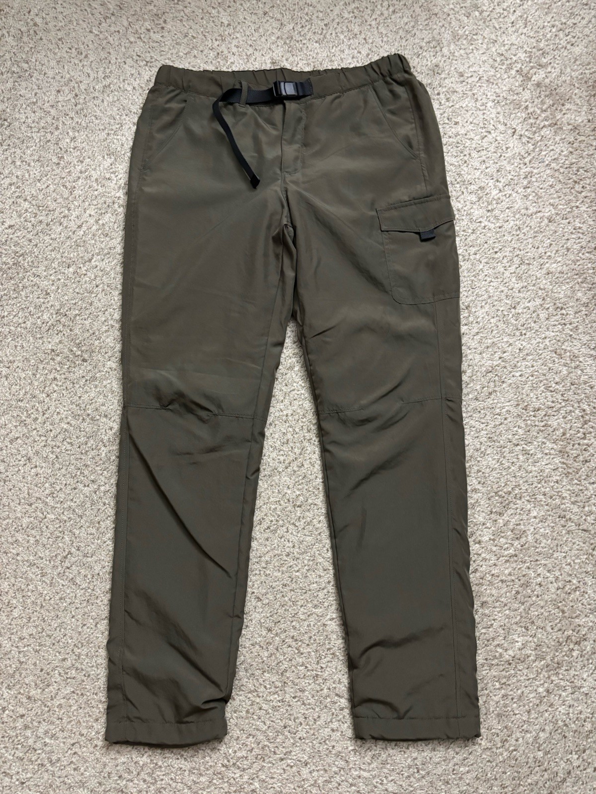 Uniqlo Pants Mens Sz Medium (32x30) Olive Green Cargo Thermal Pants Slim Belted