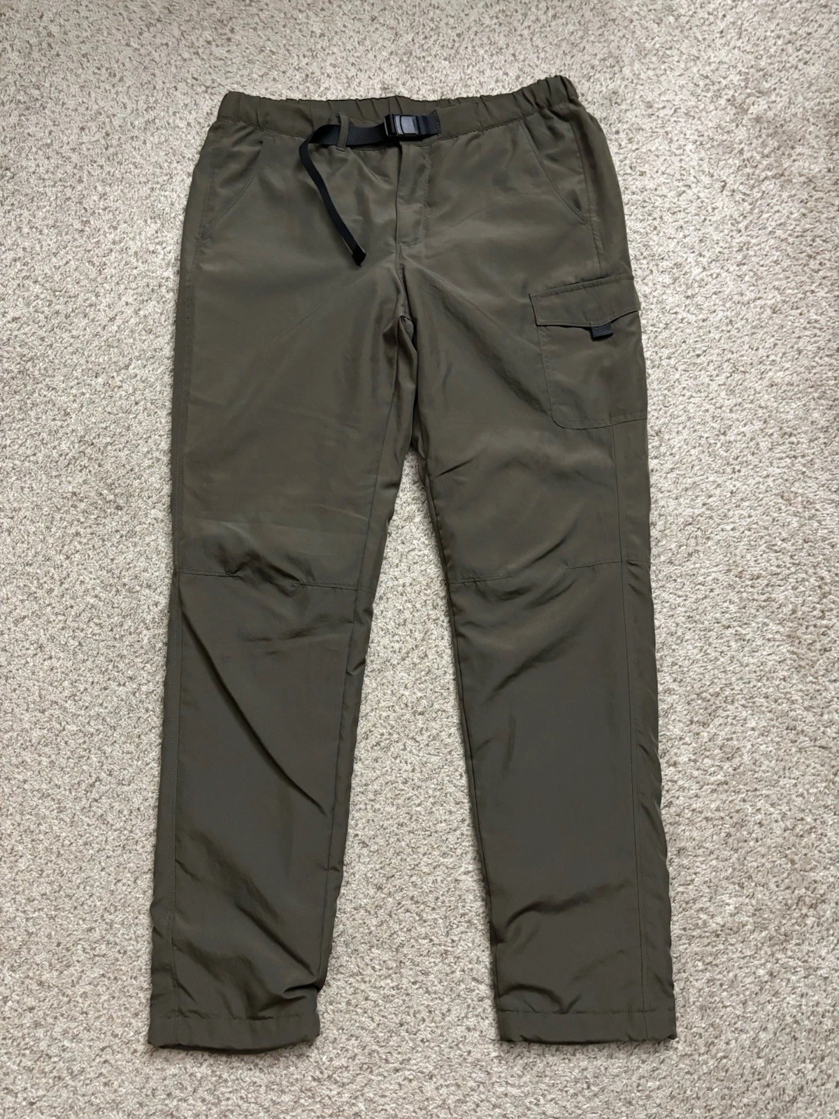 Uniqlo Pants Mens Sz Medium (32x30) Olive Green Cargo Thermal Pants Slim Belted