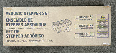 Aerobic Stepper Set w Dumbbells & Measuring Tape, Adj Height HHBAS-001 BL NIB