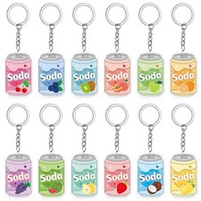 12 Pcs Kpop Theme Soda Keychain Kpop Party Favors Korean Wave Shaker Charm Ke...