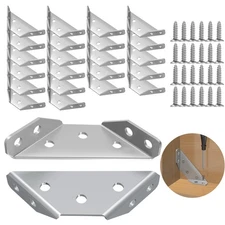 24 PCS Stainless Steel Corner Brackets with Screws Angle Connectors for Wood