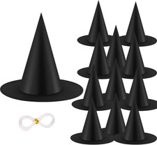 12PCS Halloween Witch Hats Witch Costume Accessory, Black Witch Hat for Hallowee