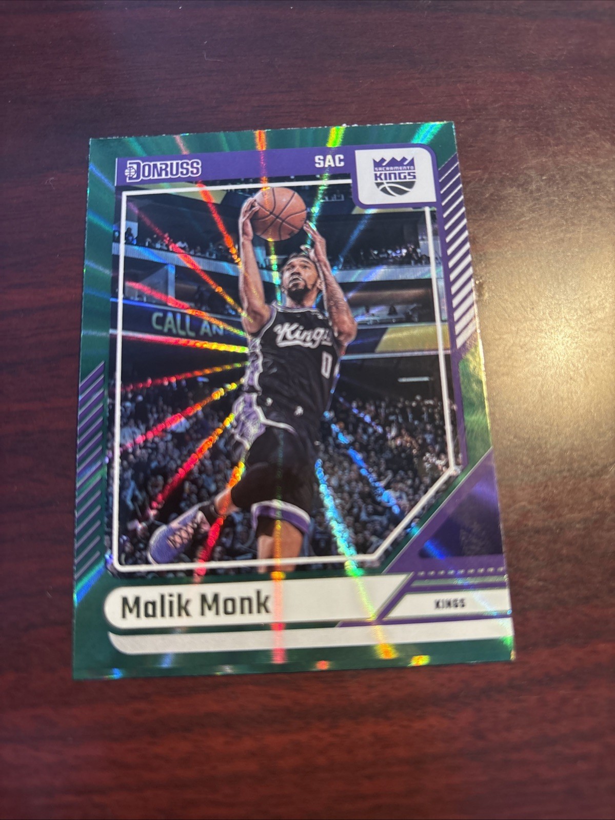 2024-25 Donruss Malik Monk #126 Holo Green Laser Sacramento Kings