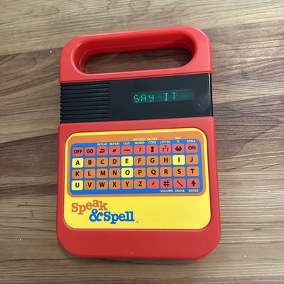 Speak & Spell Electronic Learning Toy Red Yellow Tested Works Basic Fun 09624