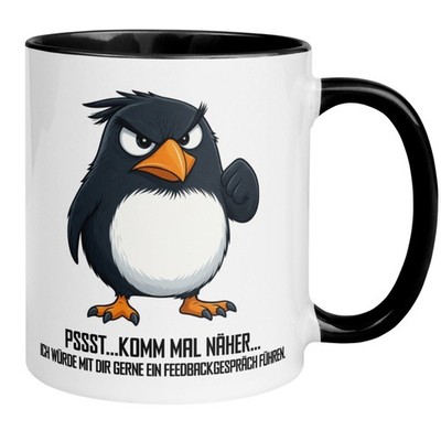 Tasse Morgenmuffel | Pinguin & Spruch | Pssst   Ich würde dir gerne Feedback