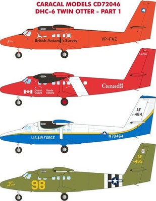 Caracal Models 1/72 decal CD72046 DHC-6 Twin Otter for Matchbox (Revell) kit