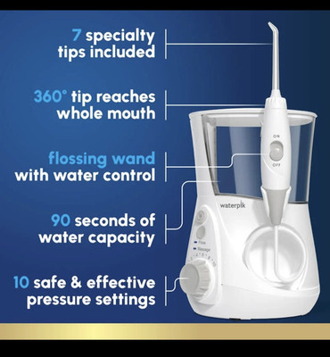 Waterpik Aquarius WP-660 Water Flosser White, 7 Tips Included, 10 Settings